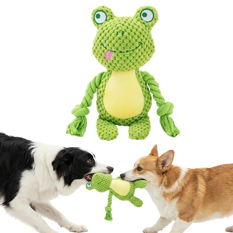 Plush Dog Chew Toys,2026 New Squeaky Dog Toy for Aggressive Chewers, Indestructible Dog Toy for Small Medium Large Dogs to Keep Them Busy Puppy Teething Toy (Frog) - color: Frog