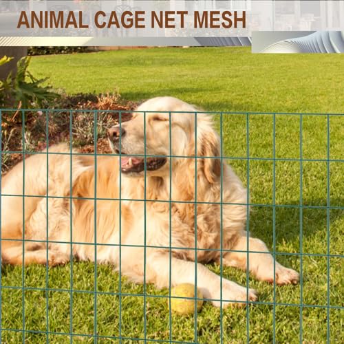 Tongmo 3 ft x 100 ft Green PVC Coated Welded Wire Fence, 16GA Garden Chicken Wire Fence Roll, Mesh Size 2" x 4" Hardware Cloth, Ideal for Yard Protection and Poultry Netting - color: Green, size: 3ft*100ft