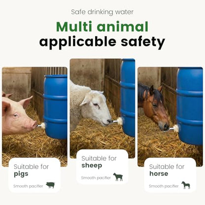 6 Pack Pig Nipple Waterer for Barrel Kit, Stainless Steel Automatic Pig NippleDrinkers Kit with Leak Proof Tank Connector, Piglets Nipple Feeders for Goat Swine Livestock(11 Pieces,White)
