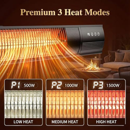 Electric Patio Heater, 1500W Wall Mounted Outdoor Heater with Remote Control & 24H Timer, IP65 Waterproof Carbon Infrared Heater for Backyard, Gazebo, Garage and Restaurant - size: Pure Warmth