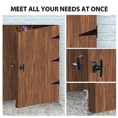 Shed Door Hardware Kit - Complete Gate Set with Hinges, Latch, Lock & Handle for Your Shed Door - size: 5.5 inch-Hinge Set-T
