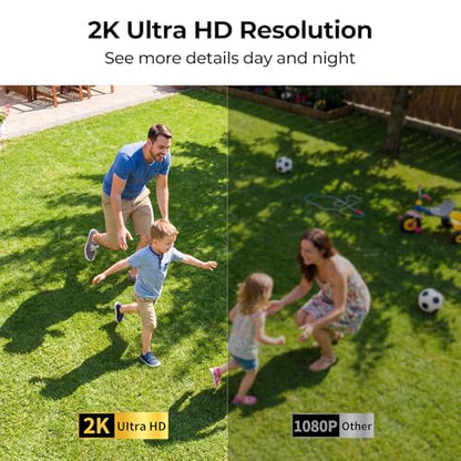 Security Cameras Wireless Outdoor 2K Solar Powered WiFi Cameras for Home Security,AI Motion Detection,Siren Alarm,Spotlight Color Night Vision,2-Way Audio,SD/Cloud Storage (2 Solar Cams)