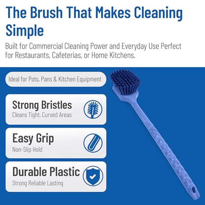 SPARTA 40501EC14 Plastic Large Scrub Brush, Kitchen Brush, Utility Brush With Long Handle For Cleaning, 20 Inches, Blue