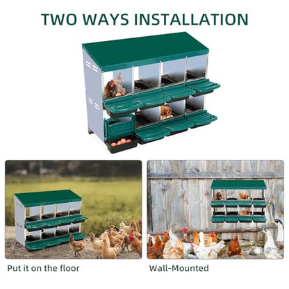 Chicken Nesting Box, 8 Hole 2 Layer Hen Nest Box, Roll Away Eggs Laying Boxes,Cleanable Pull Out Hen Roosting Boxes