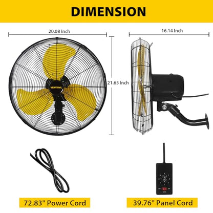 VENTISOL 18 Inch Wall Mount Fan Oscillating, 4,200 CFM High Velocity Industrial Wall Fan for Indoor, Commercial, Residential, Warehouse, Greenhouse, Workshop, Basement - size: Osc. 18 inch