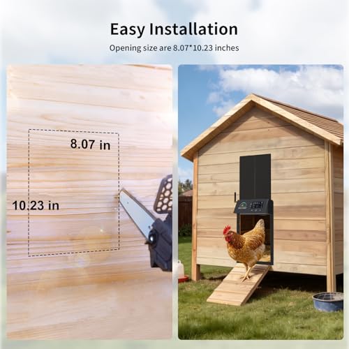 Automatic Chicken Coop Door with Remote Control, Solar Chicken Coop Door with Timer & Light Sensor, Aluminum Alloy Automatic Chicken Door with Multiple Modes