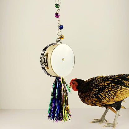 HANABASS Stainless Steel Chicken Toy Double Sides Mirror Drum for Hens Roosters Safe Pet Decor