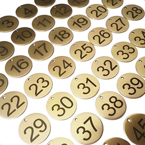 Numbered Brass Tags (1-50), 1.37"DIA (3.5cm), 50 Tags - size: 1-50