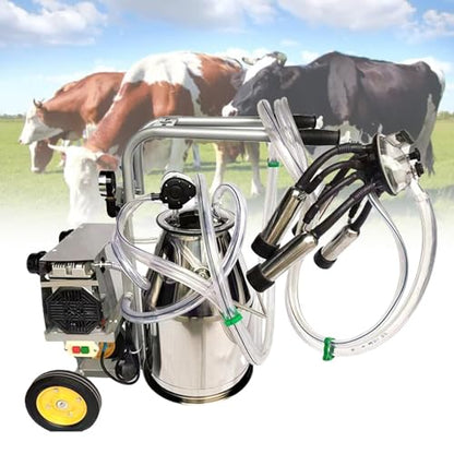 Electric Milking Machine, Farm Bucket Milker for Cows, Automatic Pulsation Vacuum Milker, with 25L Stainless Steel Bucket and Hose(220V) - size: 220V