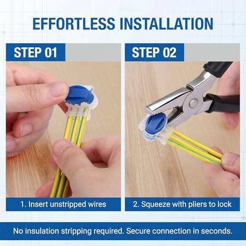 GWHOLE 10PCS 3-Way Wire Connectors Waterproof, for 22-14AGW Wires | Electrical IDC 314-BOX, Quick Splice Repair, Self Stripping, For Robotic Lawn Mower Irrigation Landscape Lighting - color: 10PCS