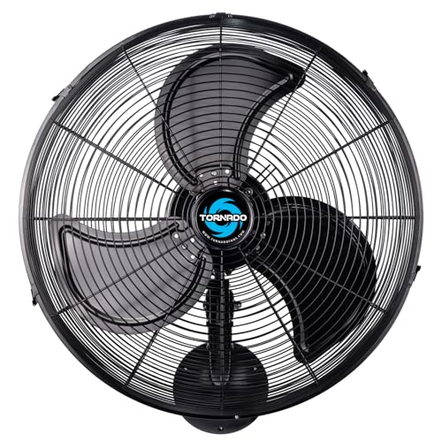Tornado 20 Inch Pro Series High Velocity Oscillating Waterproof Outdoor Wall Mount Fan For Industrial, Commercial, Residential Use 3 Speed 5250 CFM UL Safety Listed - size: 20"