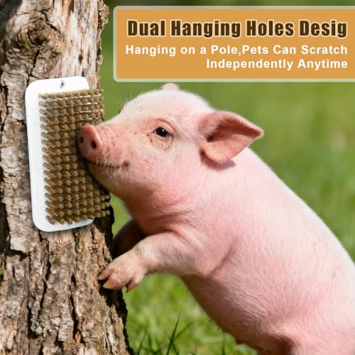 Pig Enrichment Toy,2 PCS Pigs Self-Grooming Brush Easy Install for Pens Barns Yards fit Guinea Pigs Rabbits