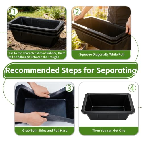5 PCS Heavy Duty Rubber Feed Pan, 2.5 Gallon Square Feed Bucket | Heavy Duty Horse Water Troughs for Horse, Goat, Pig And Livestock Use Durable Square Design For Farm Feeding Tasks - size: 17.3 × 12 × 5.1in
