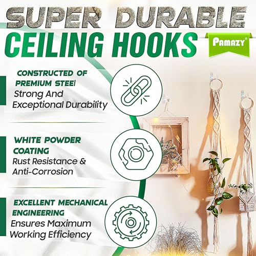 [UPGRADED] 200LBS 4Pcs Rotatable Ceiling Hooks with 4 Screw Points Plate Base, White Wall Mount Metal Hanger for Hanging Plants, Bird Feeders, Lanterns, Lights, Wind Chimes, Indoor Outdoor Decor - style: 4PCS