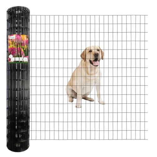 FOREHOGAR Black PVC Coated Welded Wire Fence 56 Inch x 50 Foot, 2 Inch x 4 Inch 14GA, Garden Border Fencing Roll Vinyl Coating Metal Wire Mesh Hardware Cloth for Yard Vegetable Plant Protection - color: Black, size: 2''x4'' 14GA 56''x50'