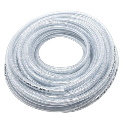 Gloxco Clear Braided PVC Tubing, Food Grade, Heavy Duty Reinforced Hose, 3/8" ID, 100 Ft Length - size: 3/8" x 100 Ft