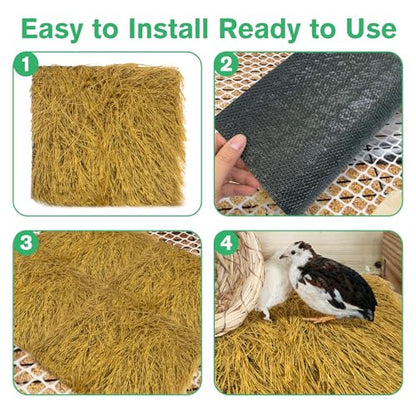 Hamiledyi 8 Pcs Chicken Nesting Pads 12"x12" Artificial Grass Rug Carpet Synthetic Turf Mat Washable Chicken Coop Bedding Laying Garden Lawn Indoor/Outdoor Bedding for Chicken Hen Small Pets(Brown) - size: 8 Pcs Brown