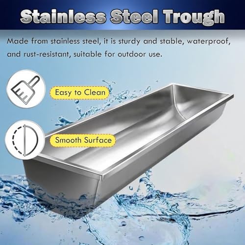 2-in-1 Animal Feeding & Watering Trough for Sheep, Goats, Cattle - Heavy Duty, Easy to Clean, Portable Livestock Feeder and Waterer Tub for Pasture, Barn, Ranch(Cattle 75in/190cm) - size: Cattle 75in/190cm