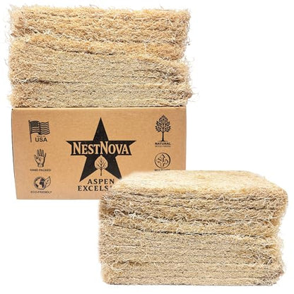NestNova™ Aspen Nesting Pads for Chickens – 10 Pack 13x13 Excelsior Liners | USA-Grown Aspen, Cleaner Eggs, Kraft-Backed Coop Bedding for Laying Hens - 10 Pads - size: 10 Pads (1 Pack)