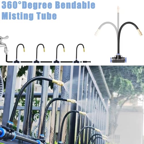 49.21Ft Drip Irrigation System, 360° Bendable Drip Irrigation Kit Automatic Irrigation System for Garden, Adjustable Garden Watering Misting System for Greenhouse, Yard, Lawn, Plant - size: 49.21Ft