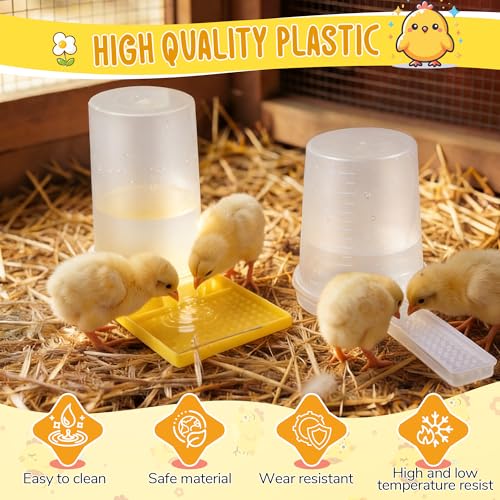 Feekoon 2Pack 400ml Quail Water Feeder, Anti Drowning Design, Ideal for Button Quail, Quails, Baby Chicks, Ducks, and Baby Birds, Safe and Durable Waterer, Easy to Install and Clean