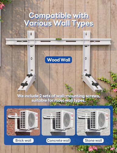 Mini Split Wall Mounting Strong Bracket for 9000 Btu to 36000 Btu Outdoor Ductless Mini Split Air Conditioner Heat Pump AC Systems, Max 485 Lb Capacity - size: 9000-36000 BTU
