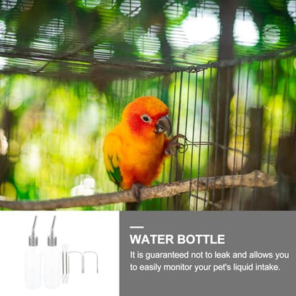 GLEAVI 2PCS Hanging Rabbit Water Bottles with Stainless Steel No-drip Spouts Transparent Water Feeders for Guinea Pigs Hamsters Chinchillas Cage Use