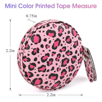 Retractable Mini Tape Measure, Auto-Retract, Premium Leather Tape Measure, Dual-Sided Ruler, Ideal for Fabric Cutting, Body Measurements, and Handicrafts (Leopard Print) - color: Leopard Print