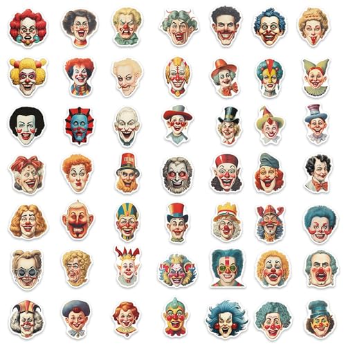 50pcs Cool Character Clown Stickers for Water Bottles Skateboard Luggage Laptop Bumper Waterproof Vinyl Clown Stickers Bulk for Boys Teens Adults (Clown) - color: Clown