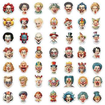 50pcs Cool Character Clown Stickers for Water Bottles Skateboard Luggage Laptop Bumper Waterproof Vinyl Clown Stickers Bulk for Boys Teens Adults (Clown) - color: Clown
