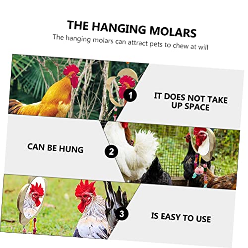 Yardwe Playful Wooden Chicken Toy Hen Rooster Mirror Pendant Pet Hen Rooster Hanging Mirror Bells Coop Toys Random Color