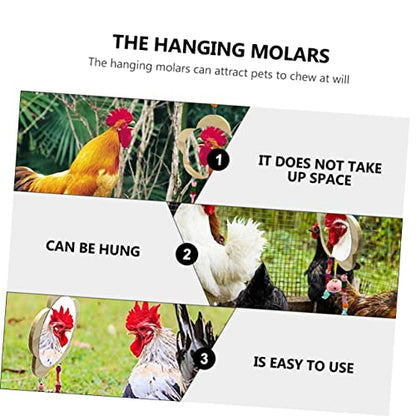 Yardwe Playful Wooden Chicken Toy Hen Rooster Mirror Pendant Pet Hen Rooster Hanging Mirror Bells Coop Toys Random Color