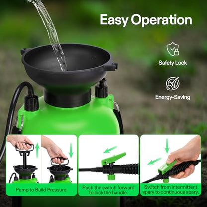 VIVOSUN Pump Sprayer 2 Gallon, Pressurized Lawn & Garden Water Spray Bottle with Adjustable Shoulder Strap, Pressure Relief Valve, for Spraying Plants, Garden Watering and Cleaning - color: Green, size: 2.1 Gallons