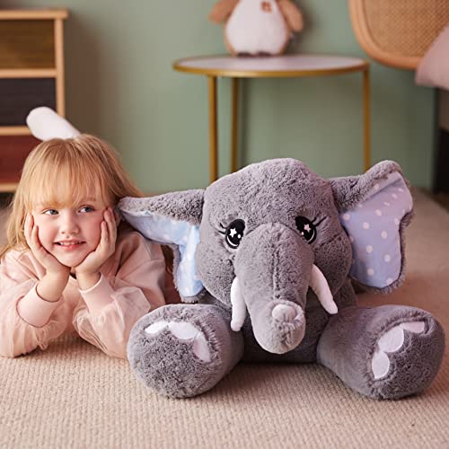 IKASA Giant Elephant Stuffed Animal Plush Toy,29" Large Big Jumbo Soft Toys, Huge Size Cute Plushy Fluffy Fat Plushie,Gifts for Kids Girls - style: Elephant
