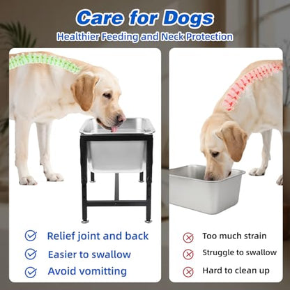 YUEPET 3 Gallon Elevated Dog Water Bowl for Large Extra Large Dogs Stainless Steel Dog Bowl with 4 Heights Adjustable Metal Anti-Slip Stand Pet Food Bowl for Joint Pressure Relief Indoor Outdoor Use - size: 3 Gallon