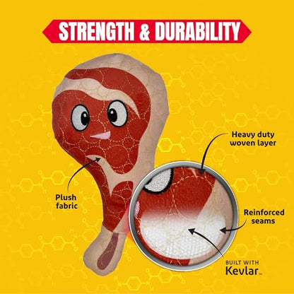Bite Force - Durable & Strong Dog Toy Ribby with Squeaker, Kevlar-Reinforced Seams for Aggressive chewers- Red. - color: Regular - Rib eye