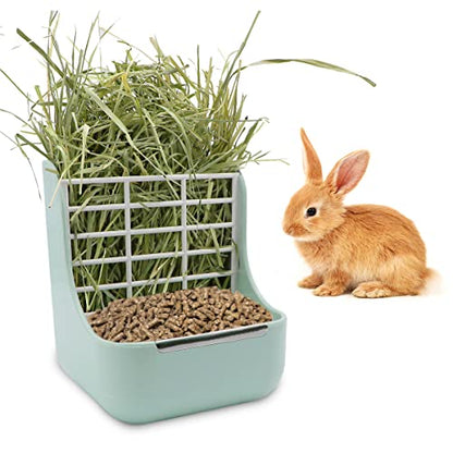 Litewoo Rabbit Hay Feeder Food Bowl Feeding Rack for Small Animal Guinea Pig Chinchilla Bunny Cage Accessories - color: Green