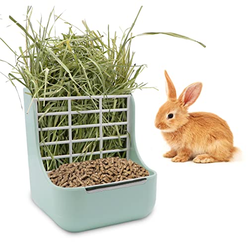 Litewoo Rabbit Hay Feeder Food Bowl Feeding Rack for Small Animal Guinea Pig Chinchilla Bunny Cage Accessories - color: Green