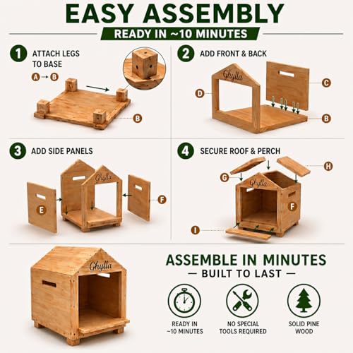 Chicken Nesting Box for Laying Eggs, Extra Large Wooden Hen Box, Solid Pine, Spacious & Comfortable, Ventilated Design, Easy Assembly, Wall or Ground Use