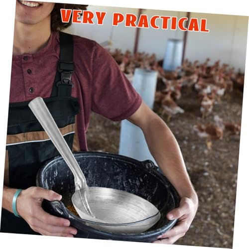 TOYANDONA Heavy Duty Iron Ladle for Farm Use Ergonomic Handle Water Scoop for Feeding Livestock and Grains Cooking Spoon with Polished Finish