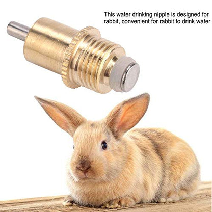 Rabbit Drinker Nipple Set, Pack of 20 Metal Long Type Waterer Drinking Tool for Small Animals, Yellow