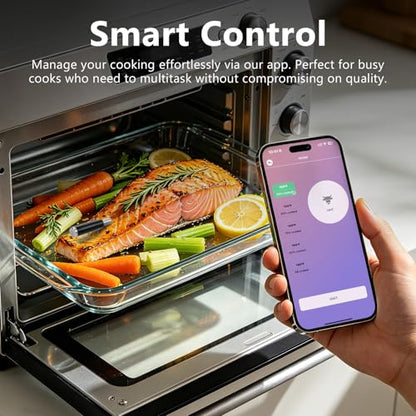 Wireless Meat Thermometer, Digital Cooking Thermometer with Smart Display Base, NIST-Certified 6-Sensor Precision, Sub-1G Connectivity, IPX8 Waterproof, App-Controlled for BBQ, Grills, Ovens, Smokers