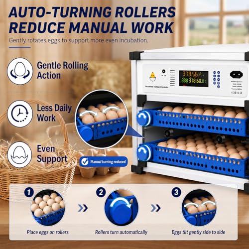 136 Egg Cabinet Incubator with Automatic Turner, Digital Temperature & Humidity Control, External Water Refill System, LED Display Hatching Machine for Chicken Duck Goose Quail & Pigeon Eggs