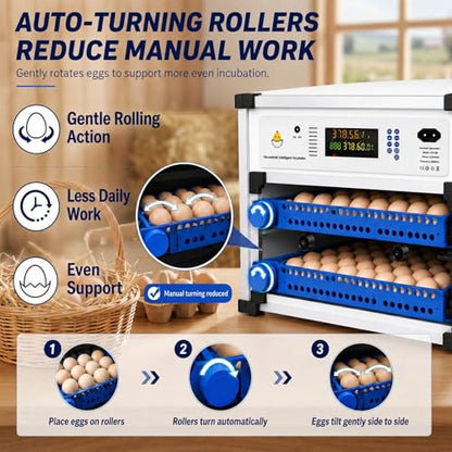 136 Egg Cabinet Incubator with Automatic Turner, Digital Temperature & Humidity Control, External Water Refill System, LED Display Hatching Machine for Chicken Duck Goose Quail & Pigeon Eggs