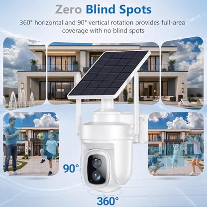 4K Security Cameras Wireless Outdoor with Local Storage Base,No Subscription Required,Solar-Powered,Home Security Cameras System with 360° Pan&Tilt,Auto Tracking,5G & 2.4G Router Compatible,1 Cam kit - size: 1 Cam kit