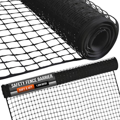 Houseables Plastic Fence, Plastic Mesh Fence, Mesh Fencing, Deer Netting, Cat Netting, Temporary, Balcony, Pets, Garden, Chicken, Poultry, Dogs, Construction, Yard, Protection, Black, 4 x 50 Feet Roll - color: Black