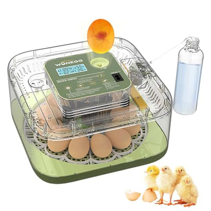 Incubator for Hatching Eggs with Turning,12 Eggs Automatic Incubator and Temperature Control Precise Humidity Control, 360° View Clear Window for Hatching Chicken, Quail Bird,Duck, Pigeon Eggs