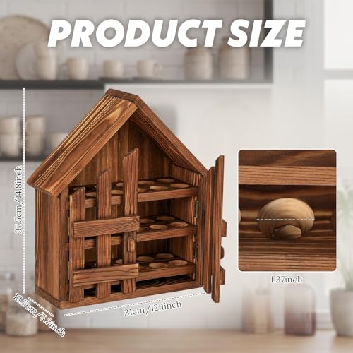 Remerry Wooden Egg Holder Countertop 3 Tier House Shape Fresh Egg Storage Pull out Eggs Racks Basket for Home Craft Room Farmhouse Kitchen Counter Organizer(36 Hole,with Door,Brown) - style: with Door