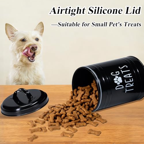 Dog Treat Container Airtight, Dog Treat Jar with Lid - 9x5.5'' Metal Dog Cookie Jar for Farmhouse Kitchen Counter, Black Pet Treat Container, Dog Treat Storage Container for Dogs, Cats - color: Black - Single