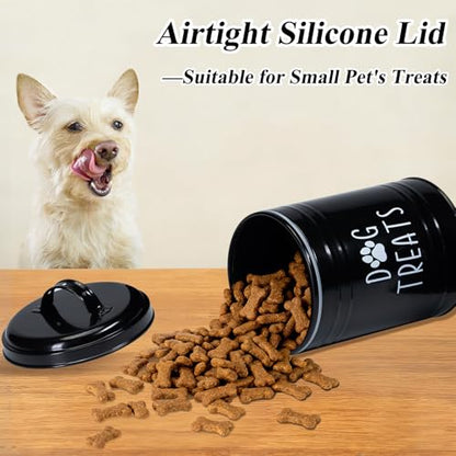 Dog Treat Container Airtight, Dog Treat Jar with Lid - 9x5.5'' Metal Dog Cookie Jar for Farmhouse Kitchen Counter, Black Pet Treat Container, Dog Treat Storage Container for Dogs, Cats - color: Black - Single